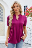 Notched Short Sleeve T-Shirt - Trendsi