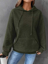 Full Size Textured Kangaroo Pocket Hoodie Plus Size - Trendsi - Flyclothing LLC