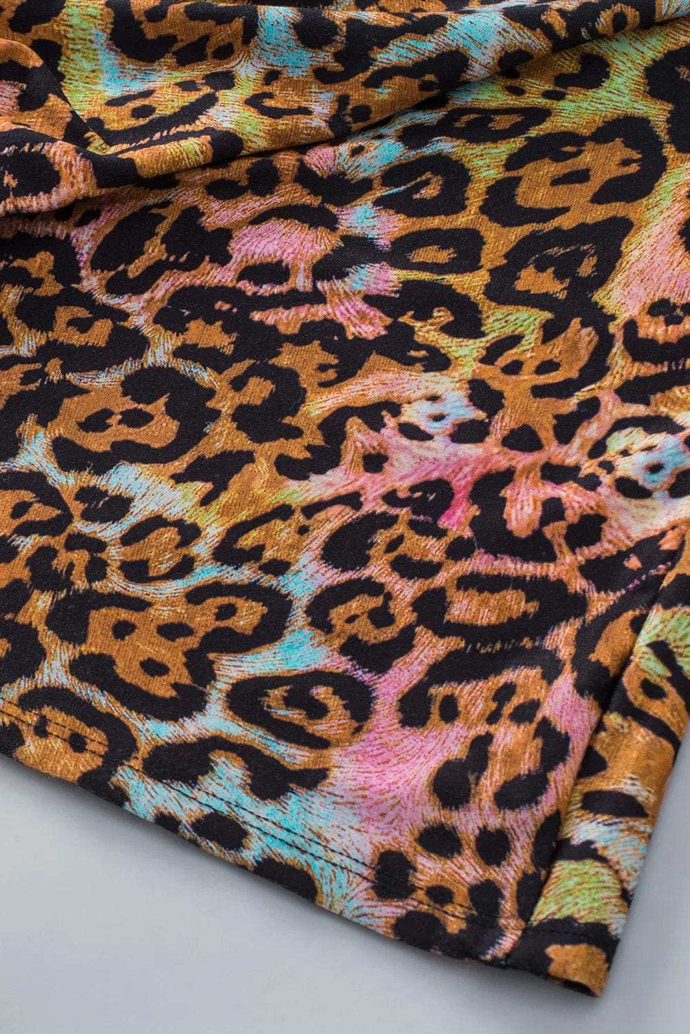 Leopard V-Neck Half Sleeve Blouse - Trendsi - Flyclothing LLC