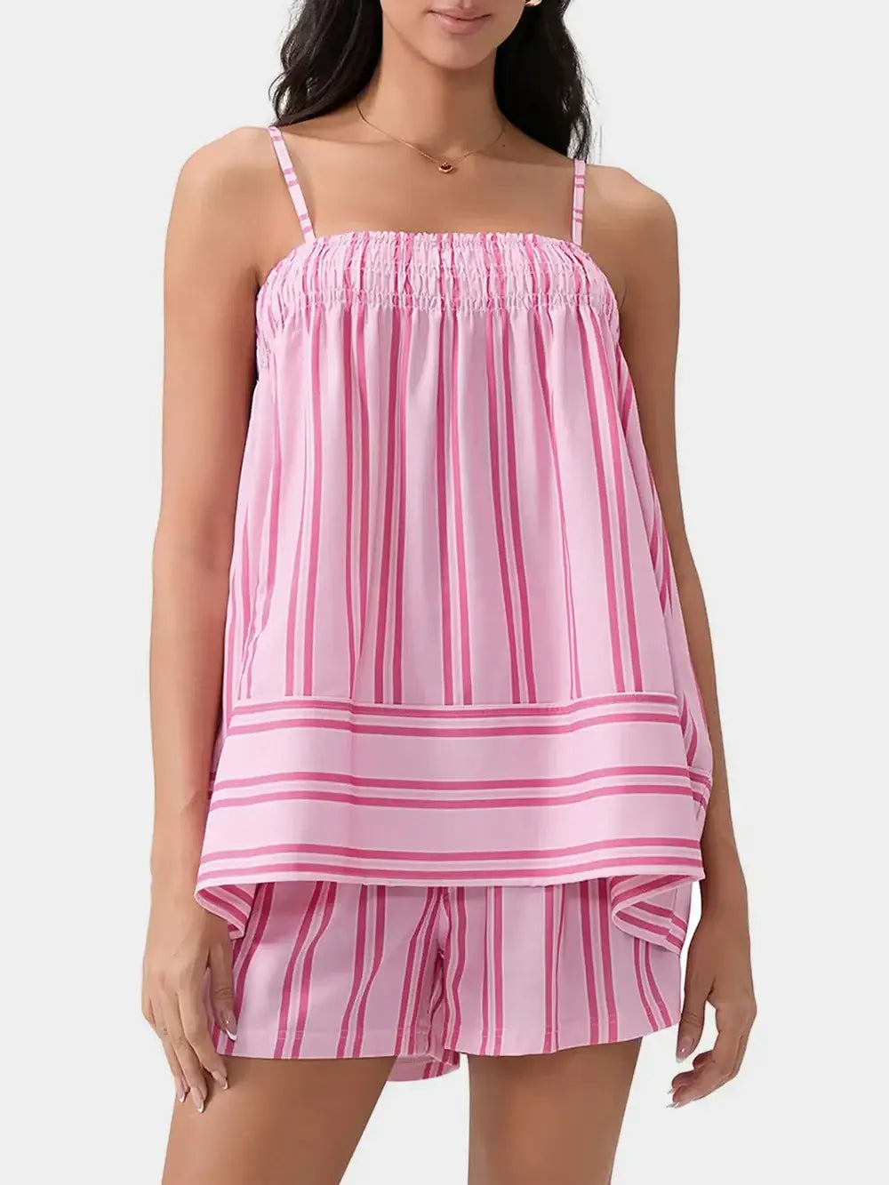 Smocked Square Neck Cami and Shorts Set - Trendsi - Flyclothing LLC