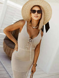 Lace Up Sleeveless Sweater Dress - Trendsi - Flyclothing LLC
