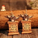 Donkey Letter Wooden Dangle Earrings - Trendsi