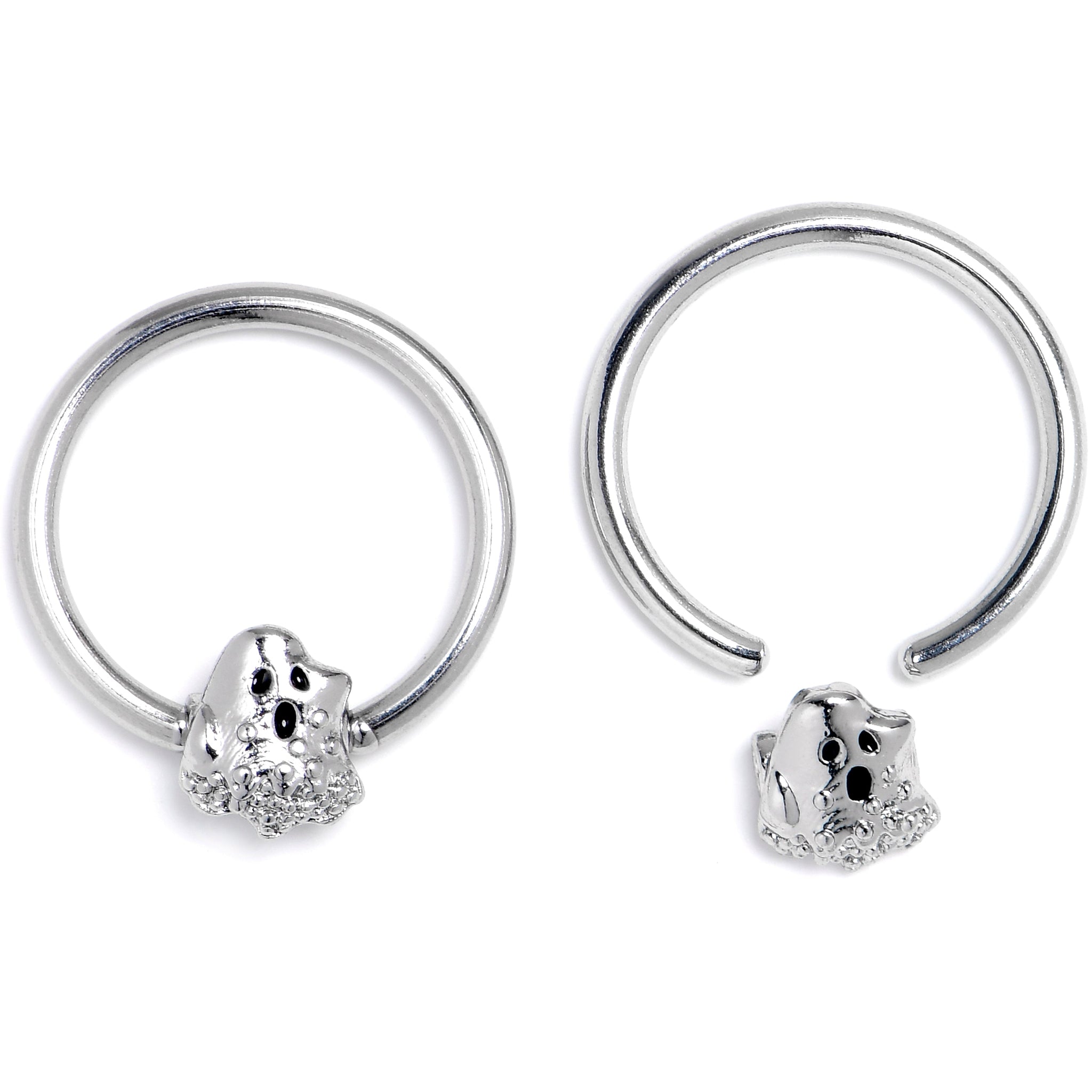 16G 3/8 Howling Ghost BCR Captive Ring Set of 4