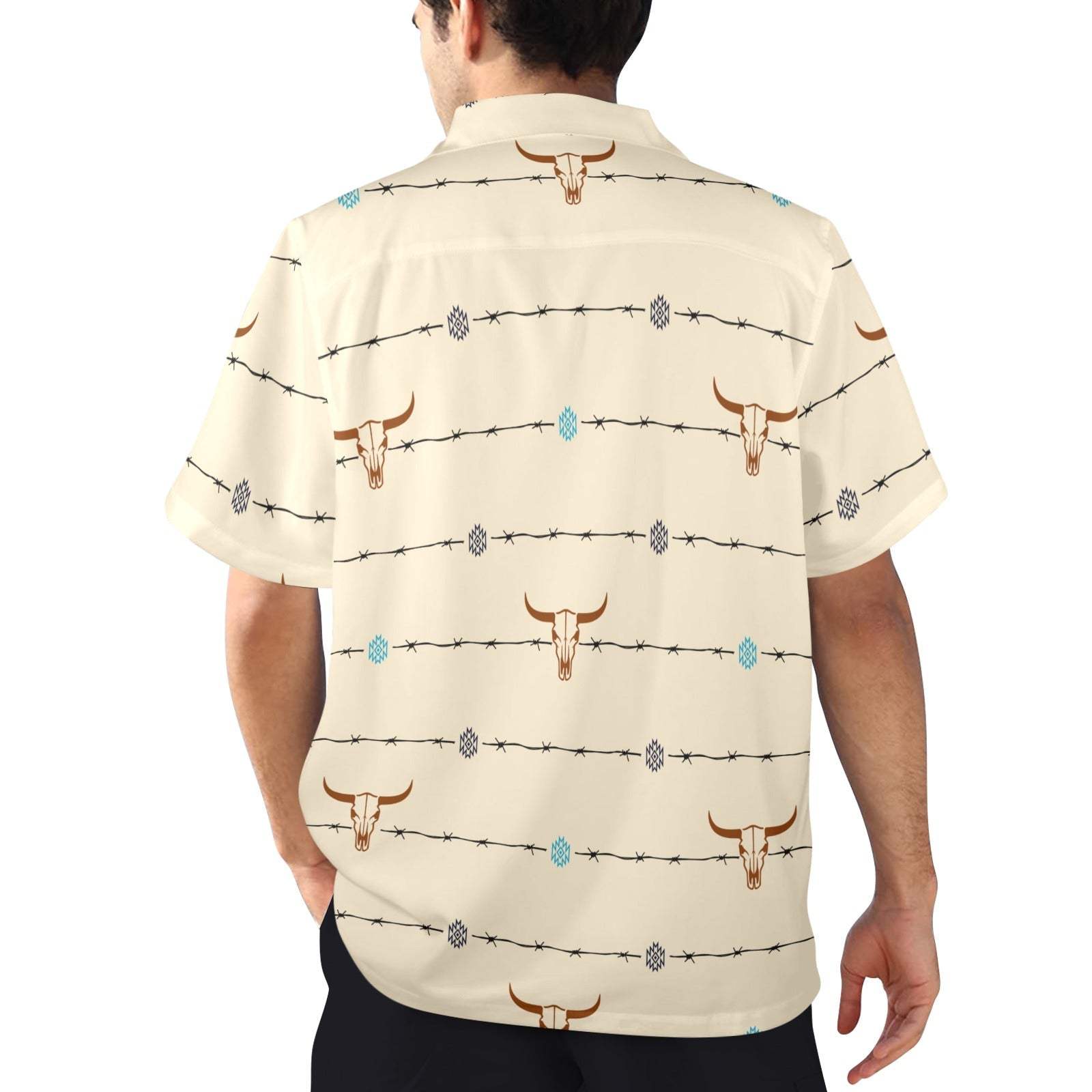 Baha Ranch Barbwire Aztec Hawaiian Shirt Made in America - Baha Ranch Western Wear - Flyclothing LLC