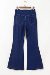 Asymmetric Waist Flare Jeans - Trendsi - Flyclothing LLC