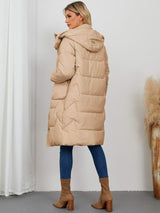 Long Sleeve Longline Hooded Winter Coat - Trendsi - Flyclothing LLC