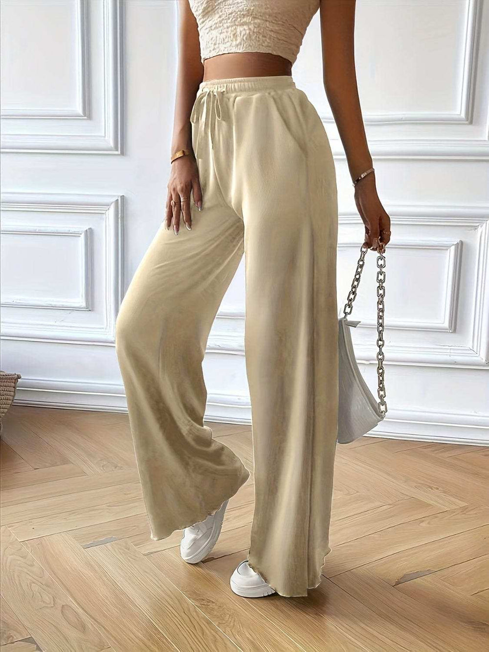 Full Size Drawstring Pocketed Wide Leg Pants - Trendsi - Flyclothing LLC