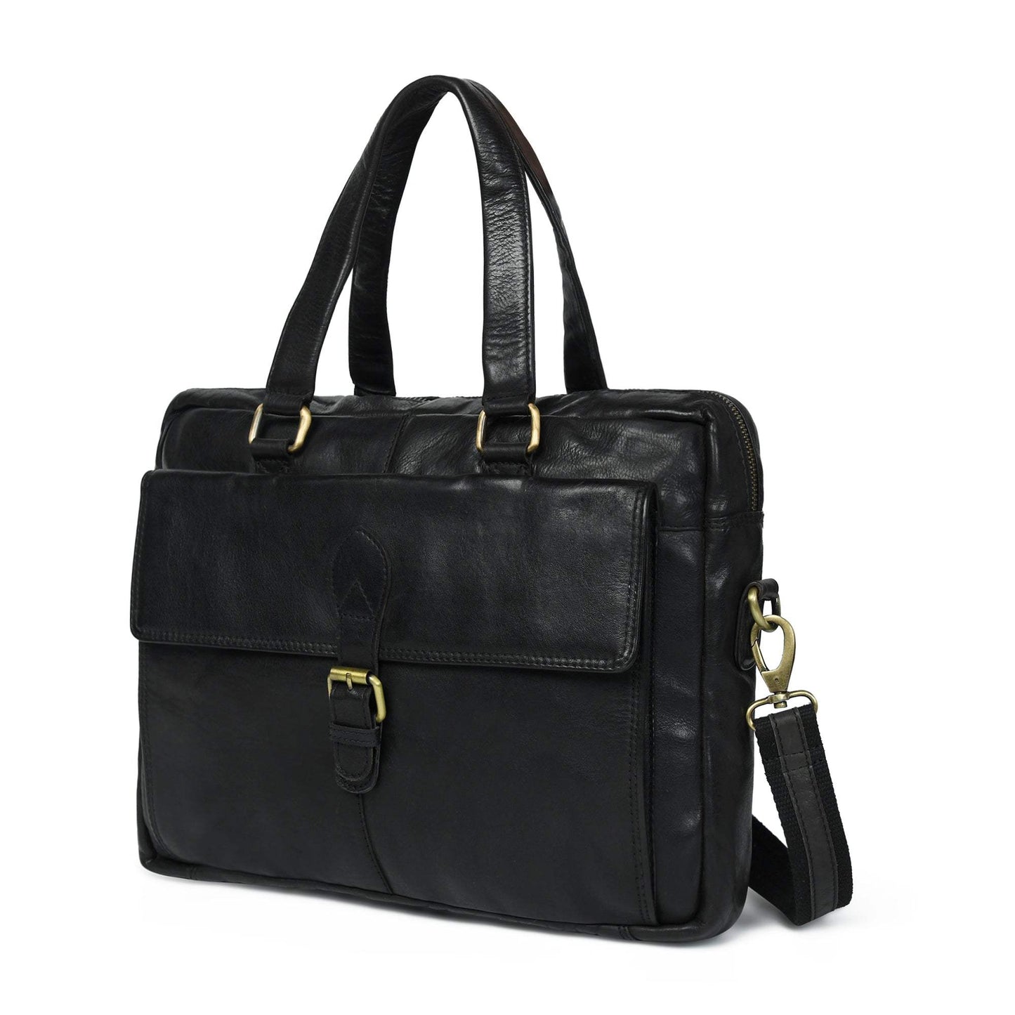 The Modern Briefcase Black - Classy Leather Bags - Flyclothing LLC
