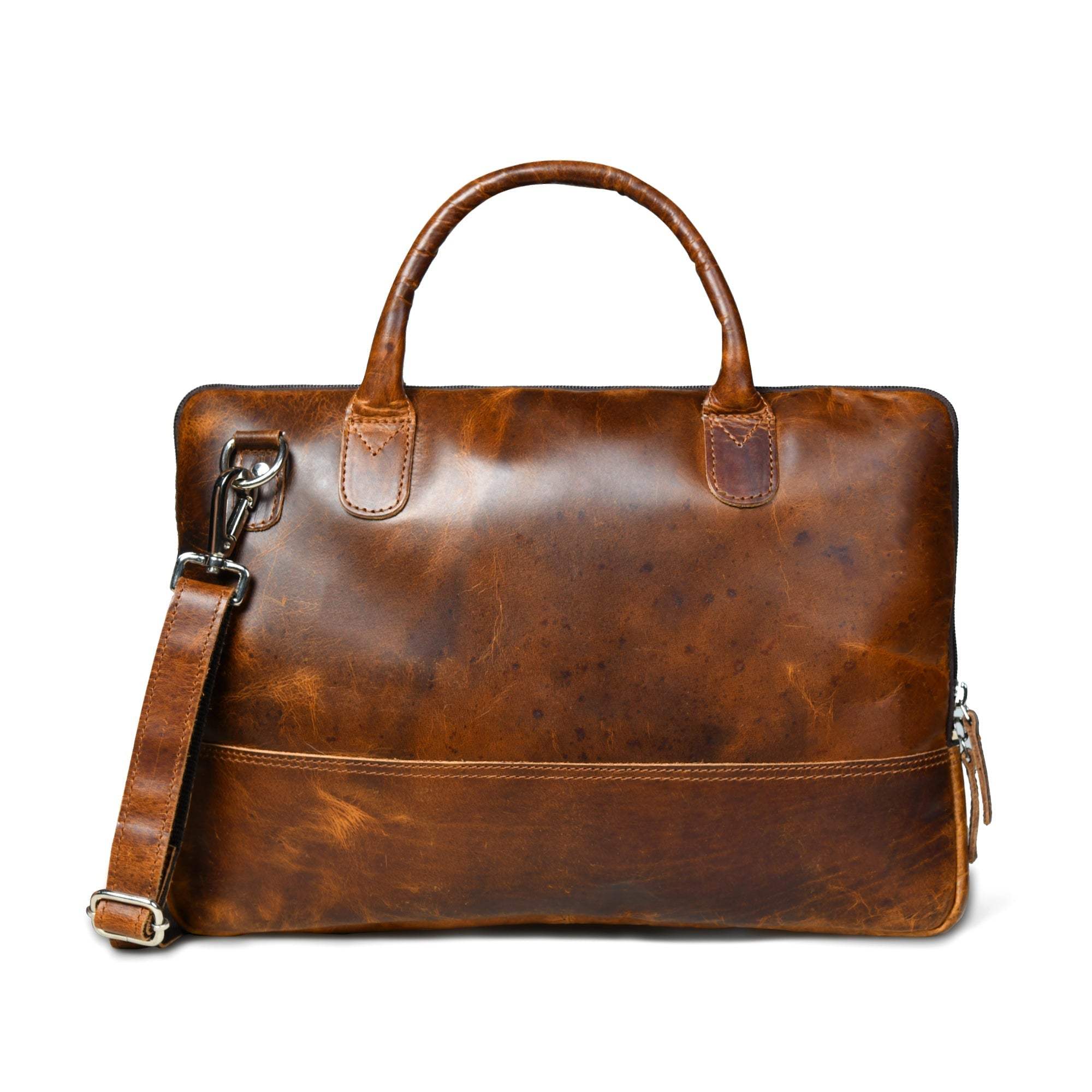 Modernist Leather Laptop Bag- Brown - Classy Leather Bags - Flyclothing LLC