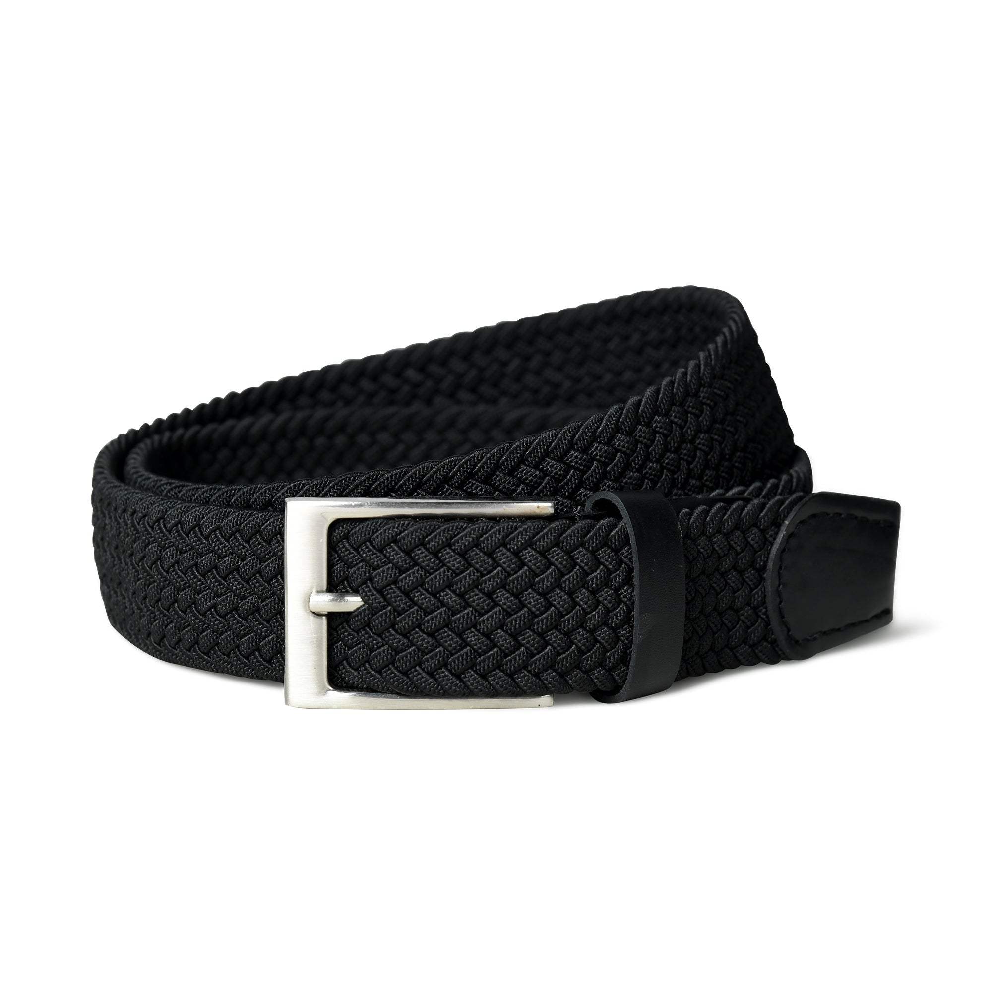 Braided Black Canvas Belt - Classy Leather Bags - Flyclothing LLC