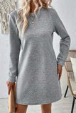 Textured Round Neck Long Sleeve Mini Dress - Trendsi - Flyclothing LLC