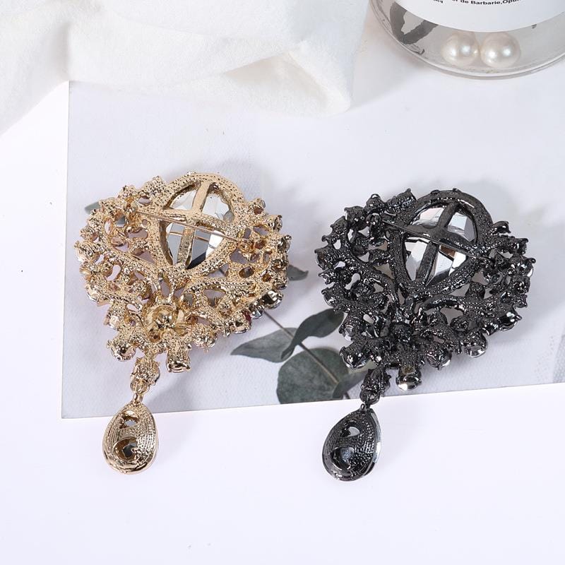 Alloy Rhinestone Teardrop Brooch - Trendsi