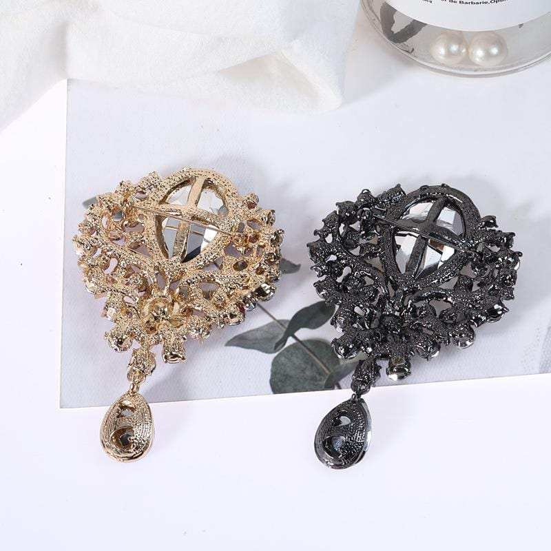 Alloy Rhinestone Teardrop Brooch - Trendsi - Flyclothing LLC