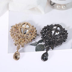 Alloy Rhinestone Teardrop Brooch - Trendsi