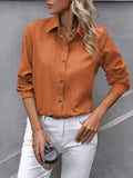 Button Up Collared Neck Long Sleeve Shirt - Trendsi - Flyclothing LLC