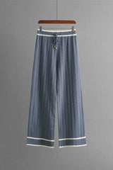 Contrast Trim Johnny Collar Top and Drawstring Pants Sweater Set - Trendsi - Flyclothing LLC