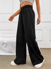 Honey Drawstring Elastic Waist Wide Leg Pants - Trendsi