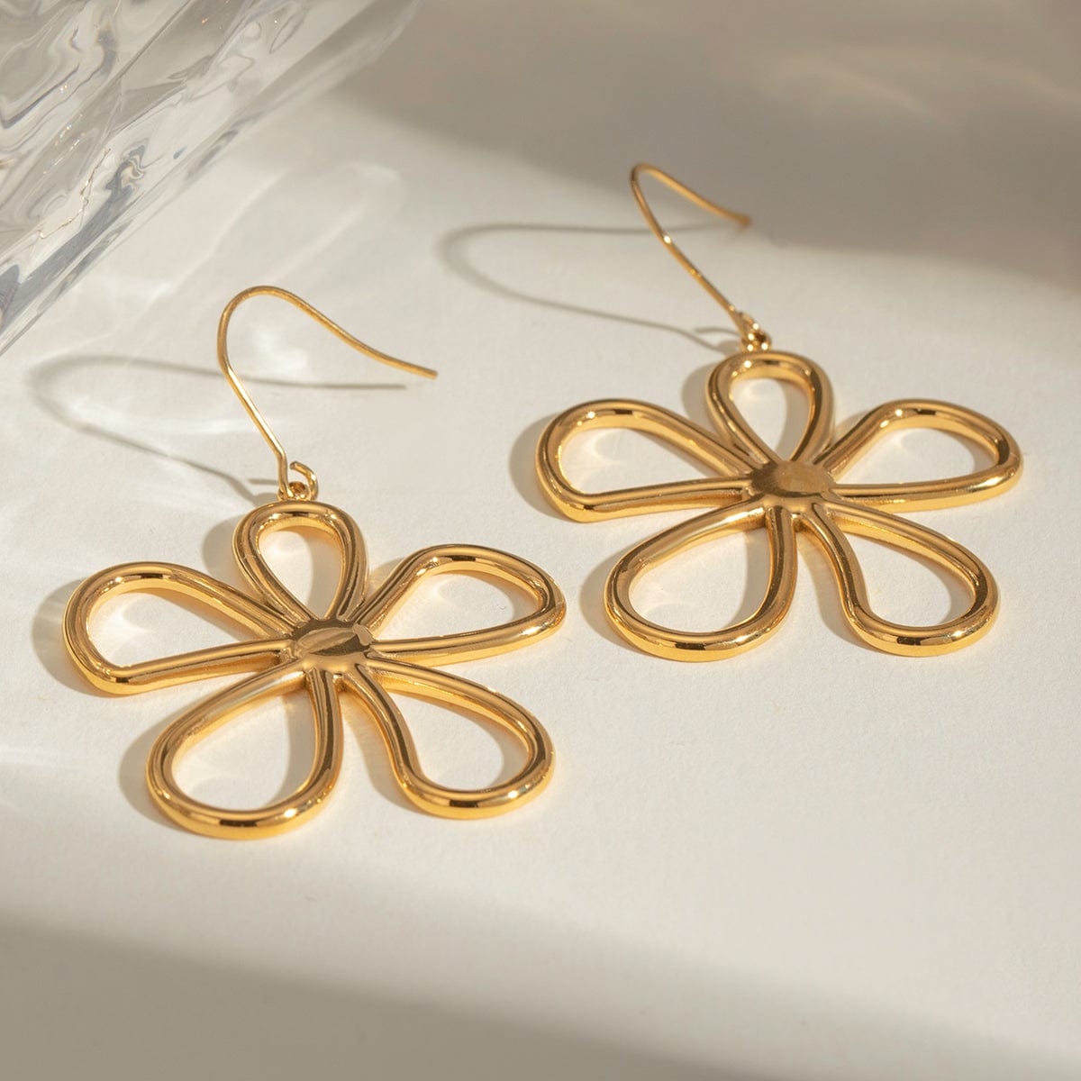 18K Gold-Plated Flower Earrings - Trendsi