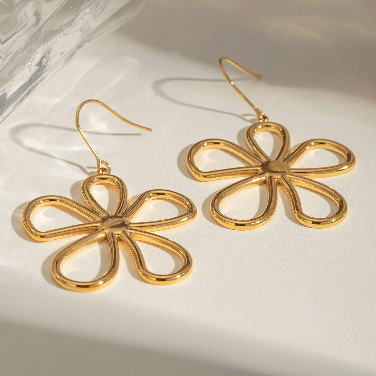 18K Gold-Plated Flower Earrings - Trendsi - Flyclothing LLC