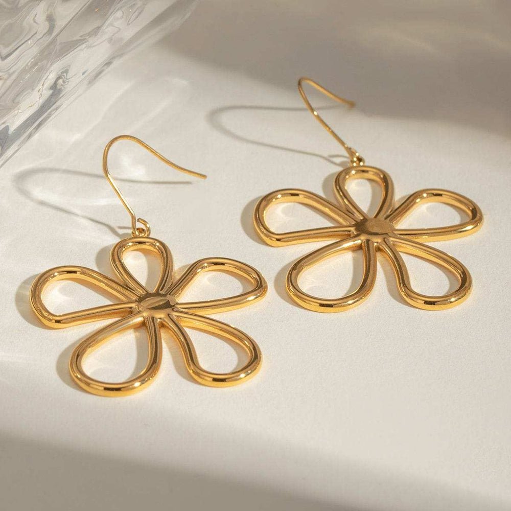 18K Gold-Plated Flower Earrings - Trendsi - Flyclothing LLC
