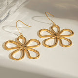 18K Gold-Plated Flower Earrings - Trendsi
