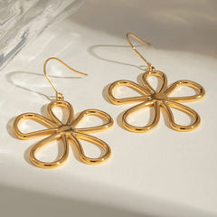 18K Gold-Plated Flower Earrings - Trendsi
