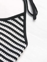 Perfee Striped Halter Neck Top and Slit Skirt Set - Trendsi - Flyclothing LLC