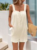 Perfee Texture Sleeveless Romper with Pockets - Trendsi