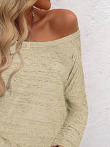 Full Size Heathered Long Sleeve Top - Trendsi - Flyclothing LLC