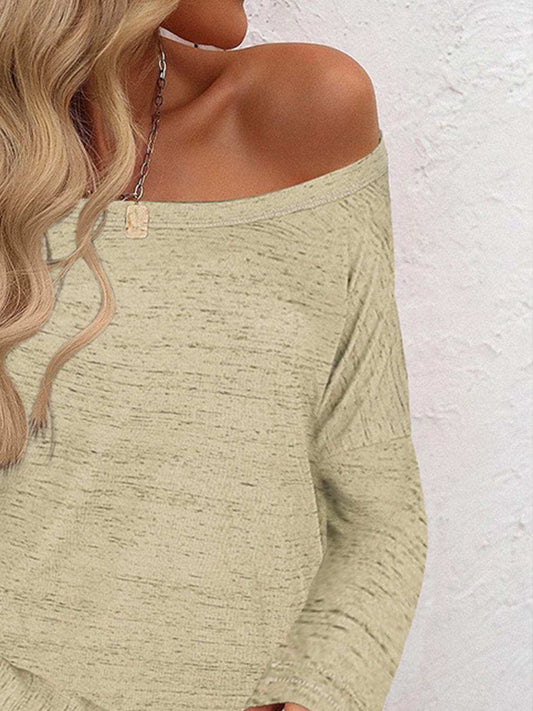 Full Size Heathered Long Sleeve Top - Trendsi - Flyclothing LLC