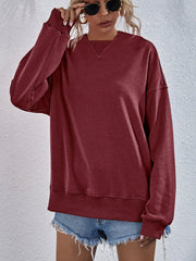 Dropped Shoulder Slit Hoodie - Trendsi