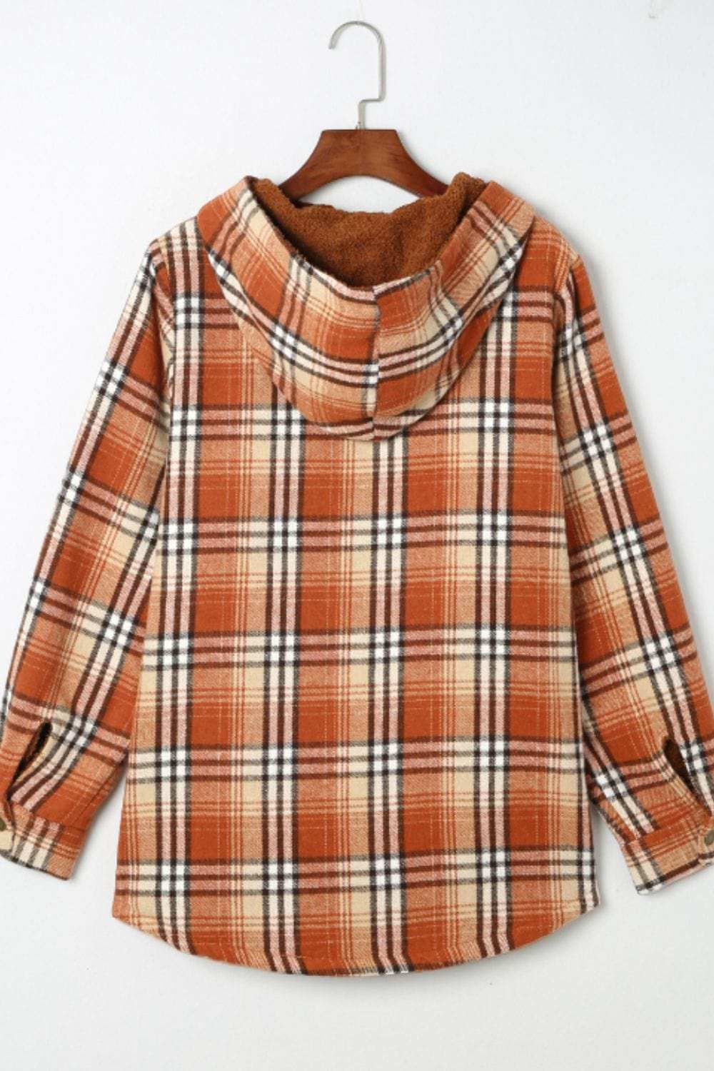 Plaid Button Up Long Sleeve Hooded Jacket - Trendsi - Flyclothing LLC
