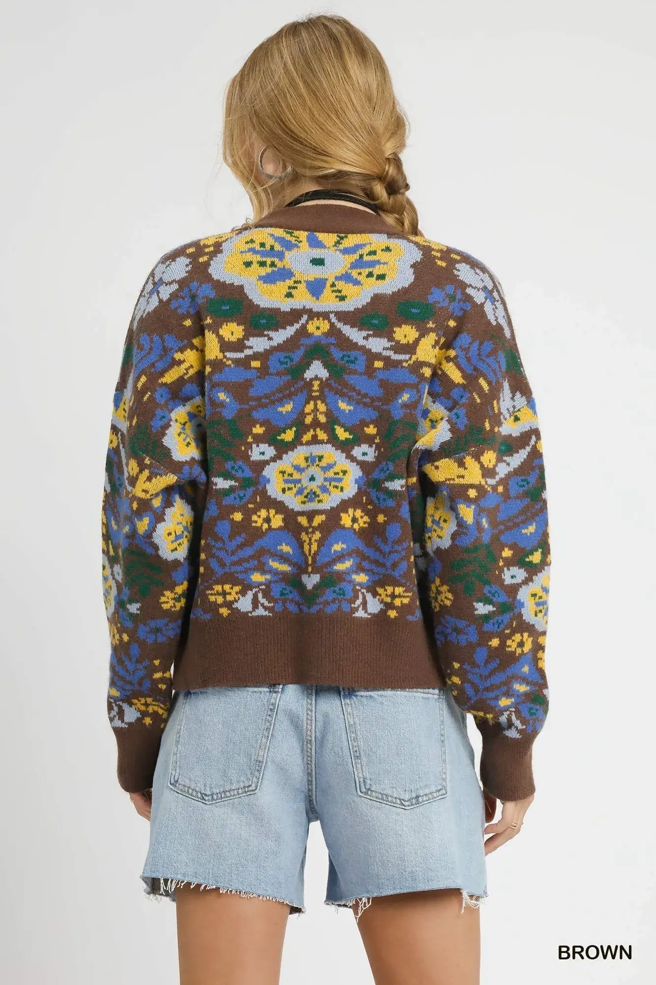 Umgee Floral Knit Button-Up Cardigan - Trendsi - Flyclothing LLC