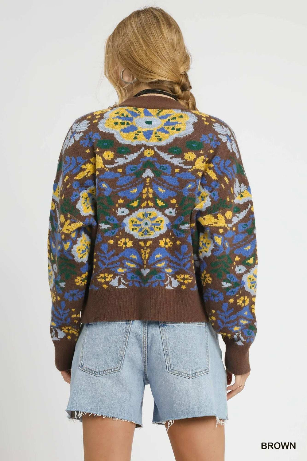 Umgee Floral Knit Button-Up Cardigan - Trendsi - Flyclothing LLC