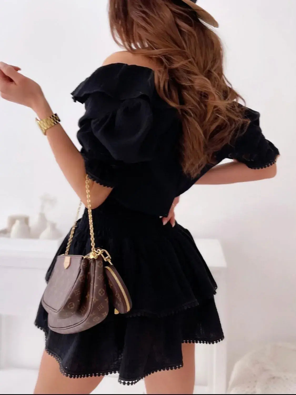 Ruffled Smocked Layered Mini Dress - Trendsi - Flyclothing LLC
