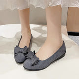 Bow Point Toe Low Heel Slip-Ons - Trendsi - Flyclothing LLC