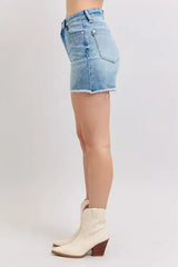Judy Blue Full Size High Waist Western Embroidery Detail Cut Off Denim Shorts Plus Size - Trendsi - Flyclothing LLC