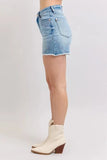 Judy Blue Full Size High Waist Western Embroidery Detail Cut Off Denim Shorts Plus Size - Trendsi