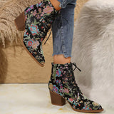 Point Toe Block Heels Boots - Trendsi - Flyclothing LLC