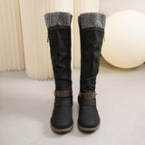 Knee High Slouch Boots with Knit Cuff - Trendsi - Flyclothing LLC