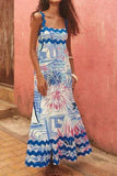 Printed Square Neck Wide Strap Dress - Trendsi - Flyclothing LLC