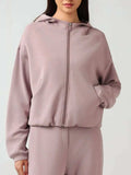 Zip Up Dropped Shouder Active Hooded - Trendsi - Flyclothing LLC