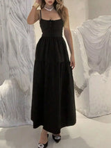 Lace Up Back Maxi Cami Dress - Trendsi - Flyclothing LLC