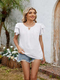 Cutout Round Neck Short Sleeve Blouse - Trendsi - Flyclothing LLC