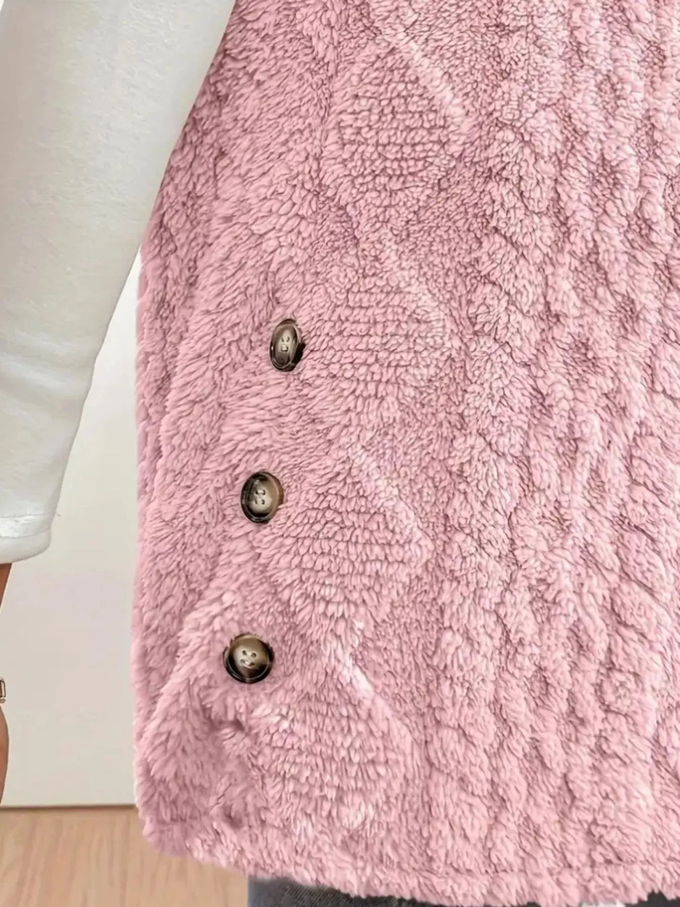 Button Up Plush Hooded Vest Coat - Trendsi - Flyclothing LLC