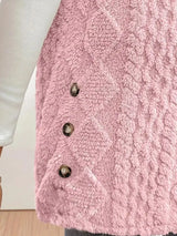 Button Up Plush Hooded Vest Coat - Trendsi - Flyclothing LLC