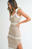 MABLE Striped Rib Knit Midi Dress - Trendsi - Flyclothing LLC