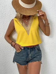 Full Size Lace Detail V-Neck Tank - Trendsi