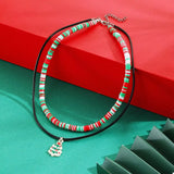 Colorful Double Layered Necklace with Christmas Tree Pendant - Trendsi - Flyclothing LLC
