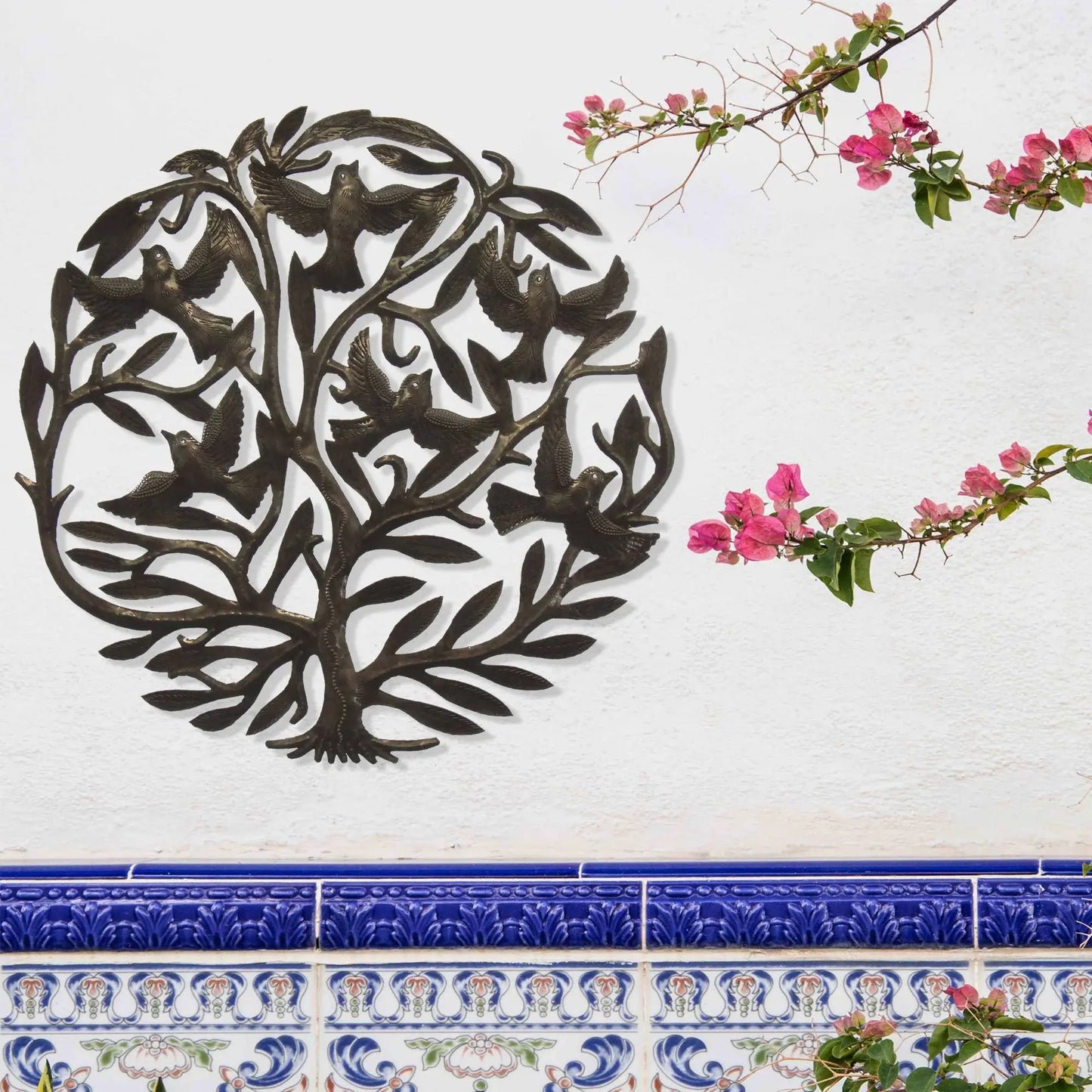 Double Tree of Life Metal Wall Art 24-inch Diameter - Croix des Bouquets - Croix des Bouquets - Flyclothing LLC